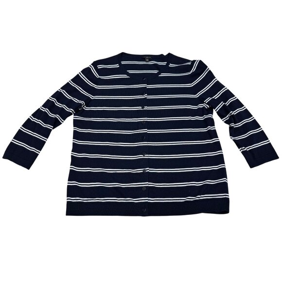 Talbots Sweaters - Talbots Petite Women's Striped LS Button Down Cardigan Sweater Top, Size LP